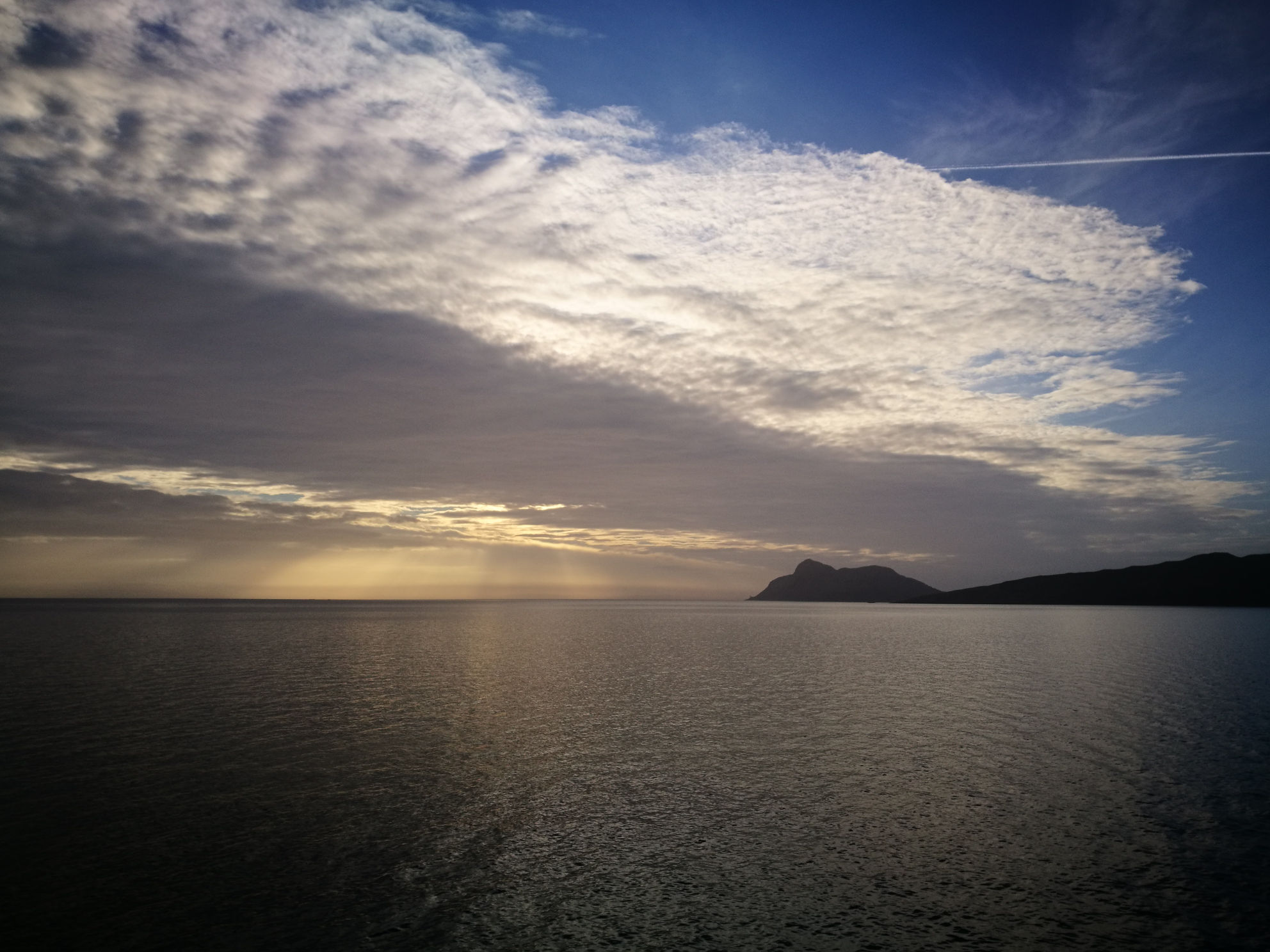 Beautiful sunbeams at the Holy Isle