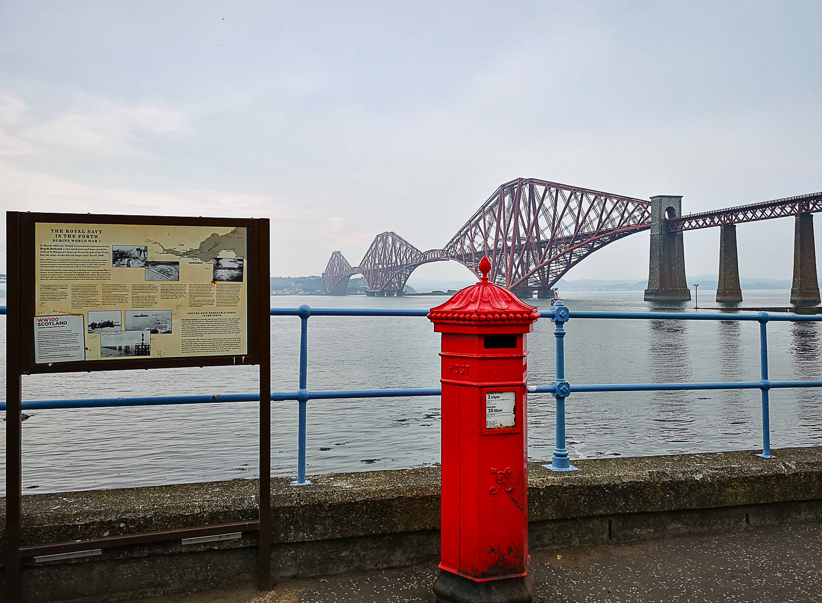 Queensferry and Forth Rail Bridge, and a red post box