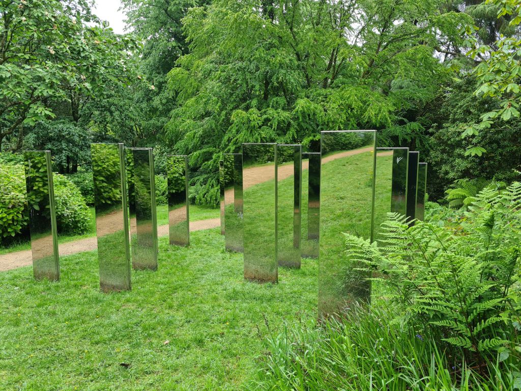 Silver mirrors representing standing stones
