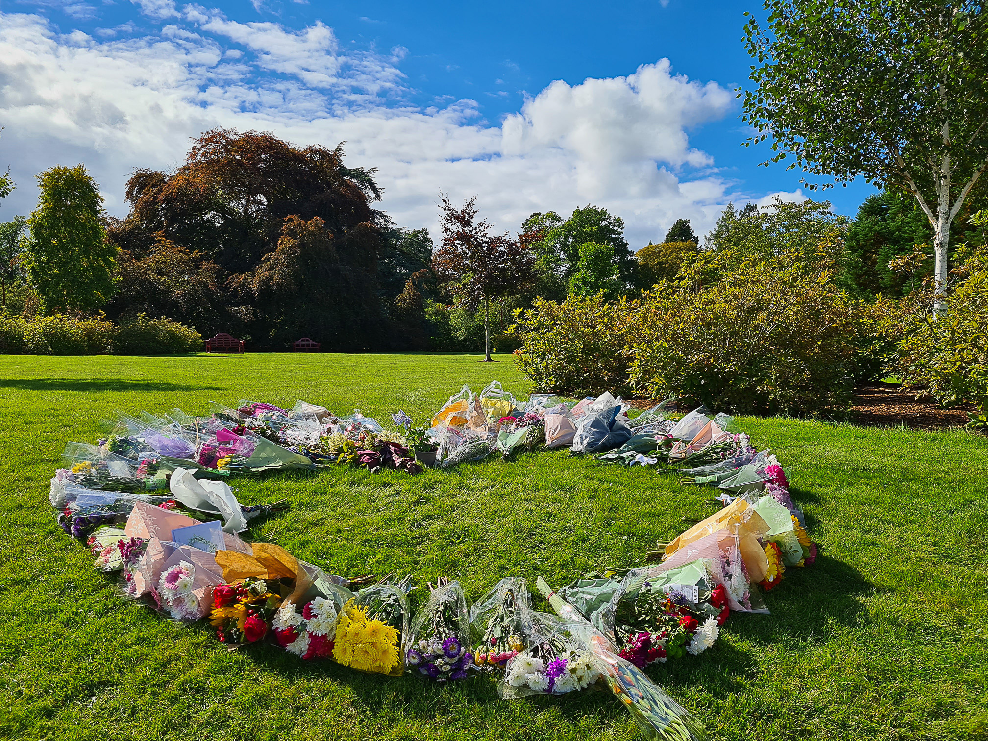 Flowers at Dumfries House in the shape of a heart for The Queen