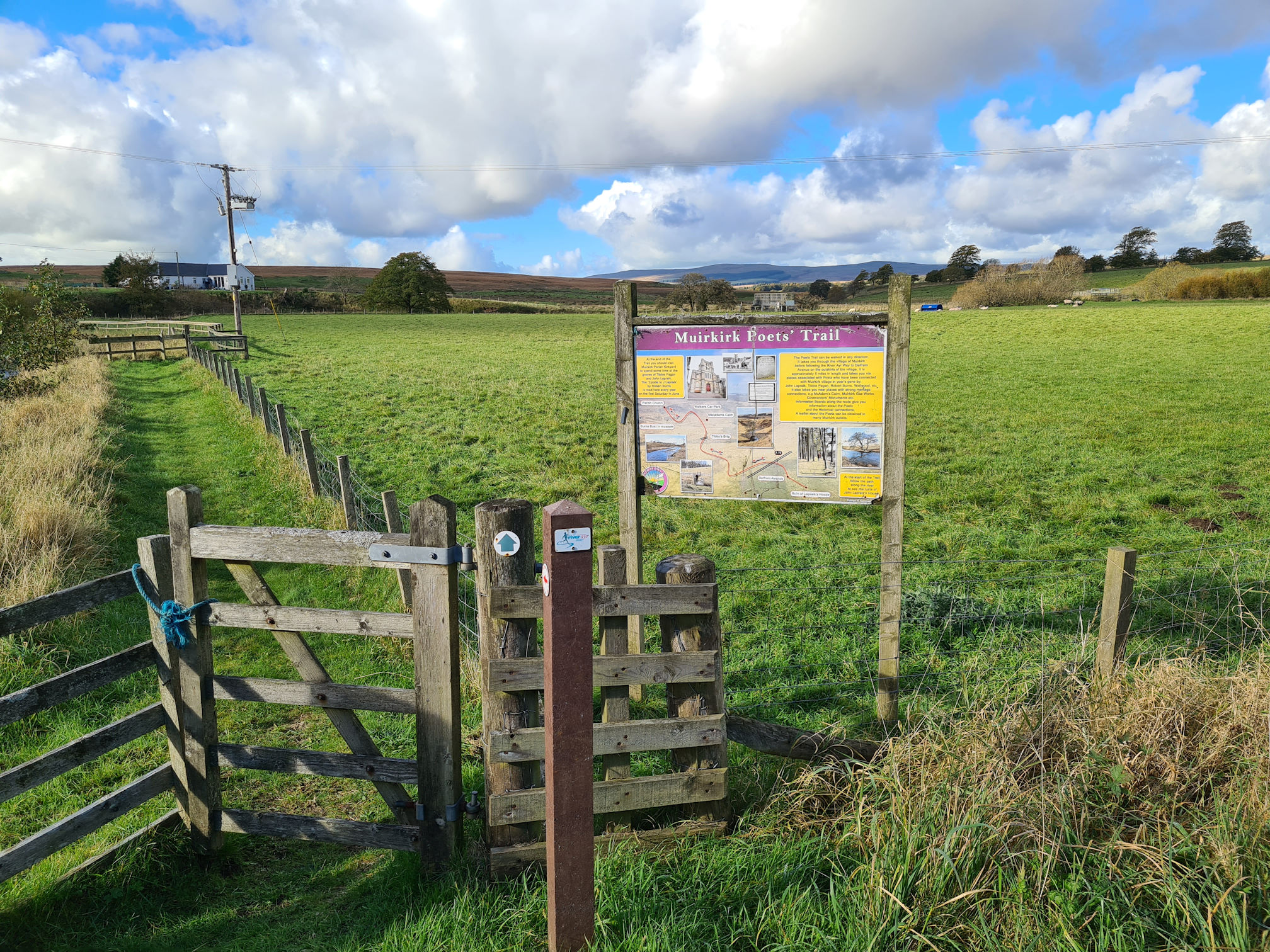 Information signpost about the Muirkirk Poets' Trail
