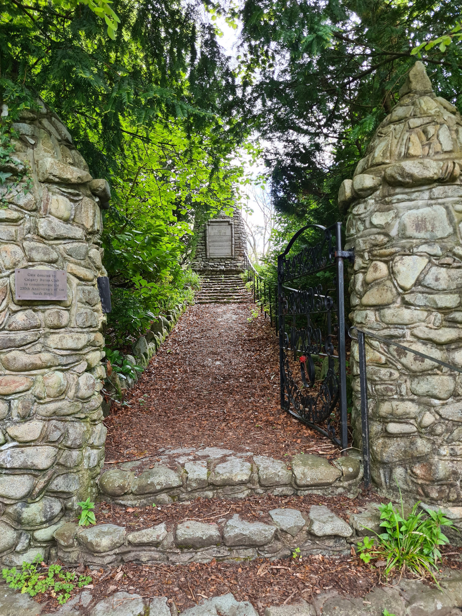 Steps and path to a stone cairn