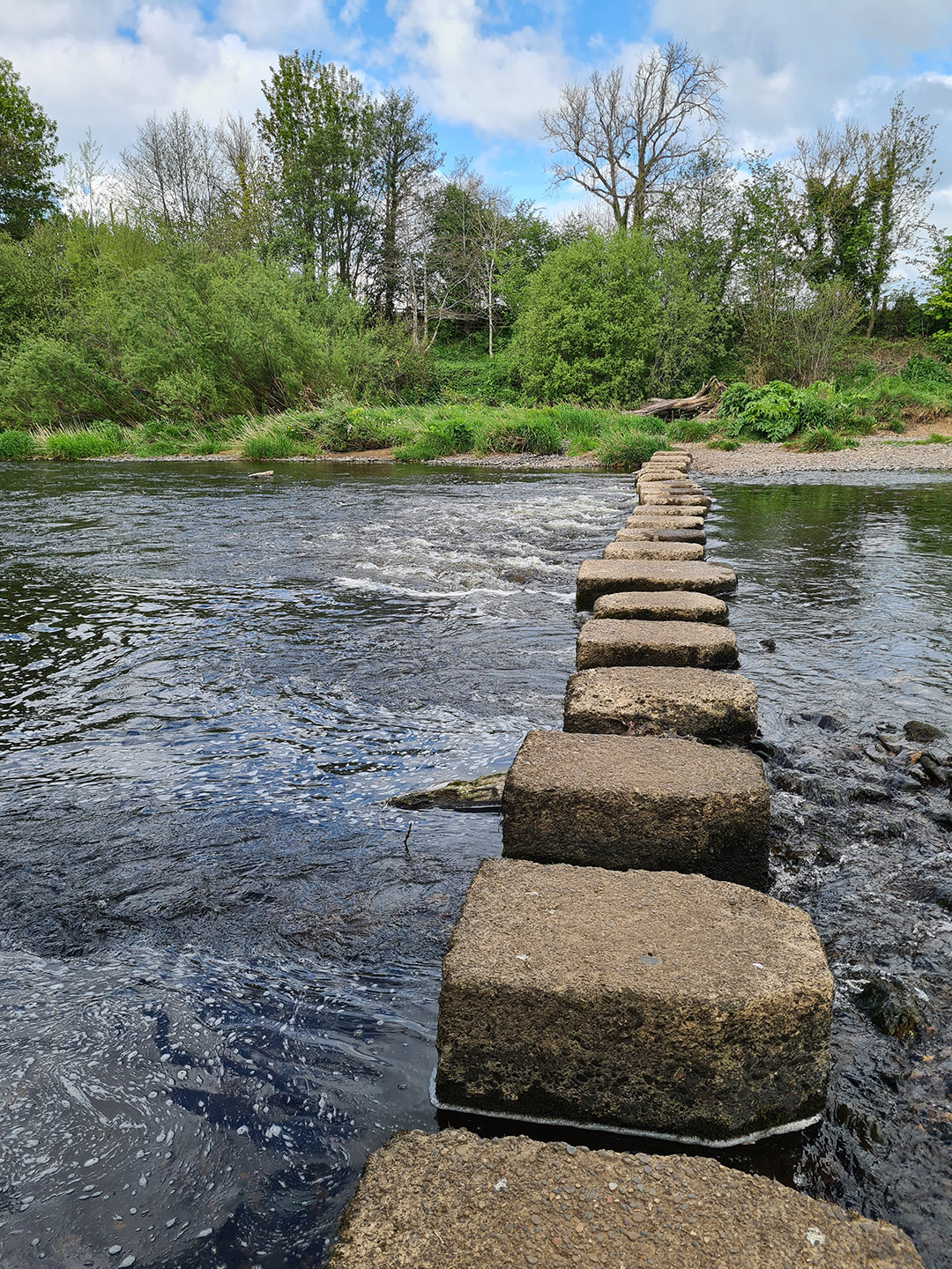 Large stepping stones across the river