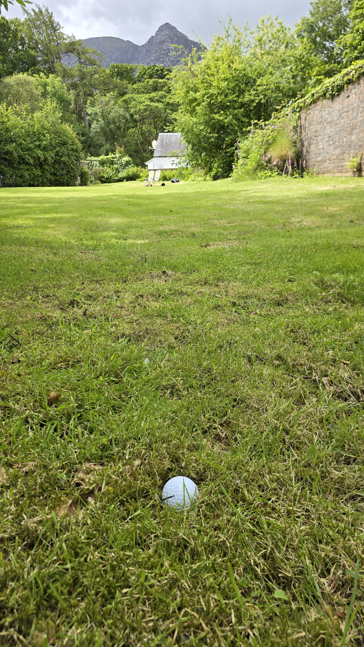 White golf ball in the walled garden