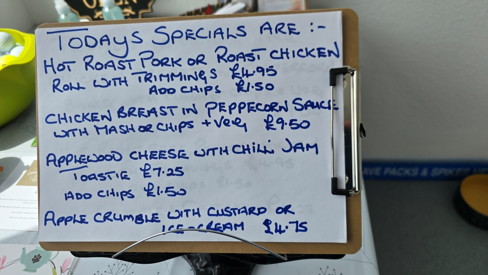 Daily food specials at Corrie Team Room