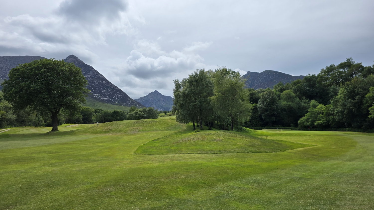 Corrie Golf Course with trees and mountain views