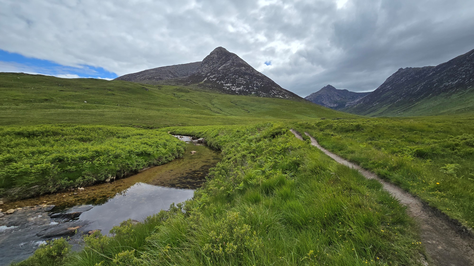 Sannox Burn on the left and a footpath beside it leading into the glen