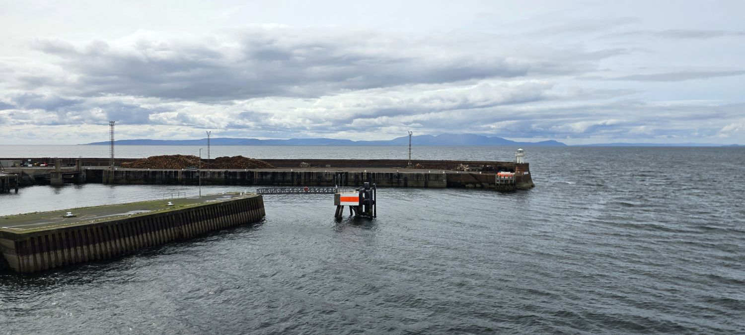 View from the ferry leaving Troon Harbour, sailing to the Isle of Arran