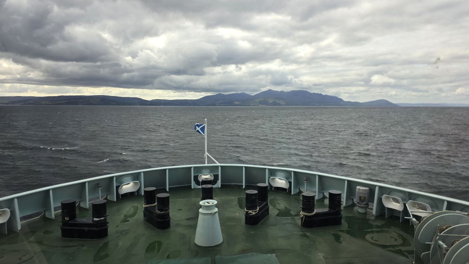 View of the sea and and the Isle of Arran from the lounge on the ferry