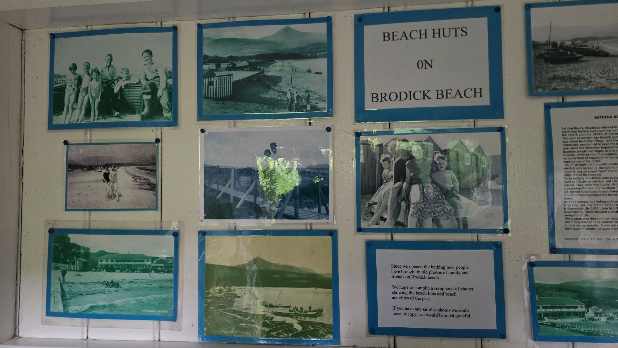 Old photos of beach huts on Brodick beach