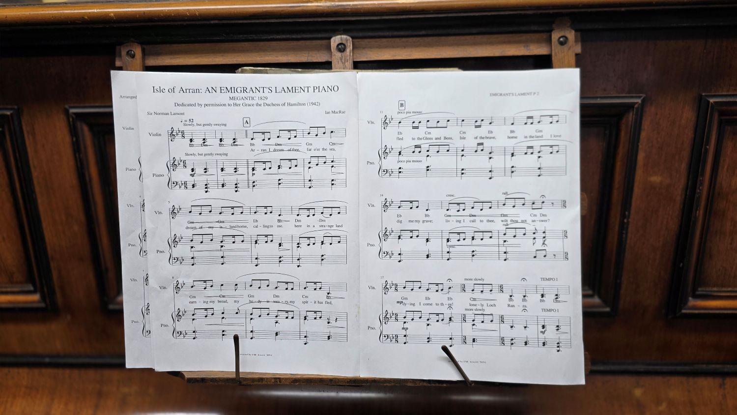 Music sheets for playing the piano