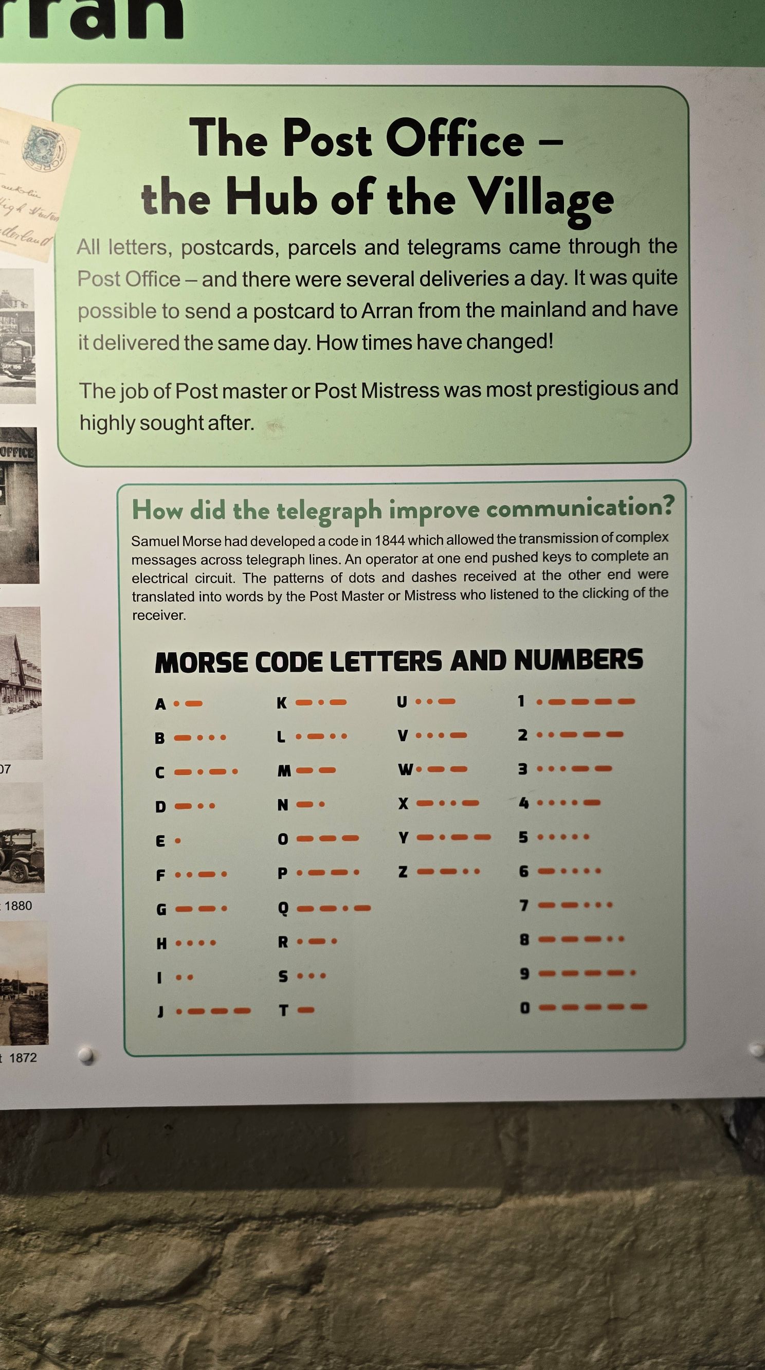 Information about an old Post Office and morse code