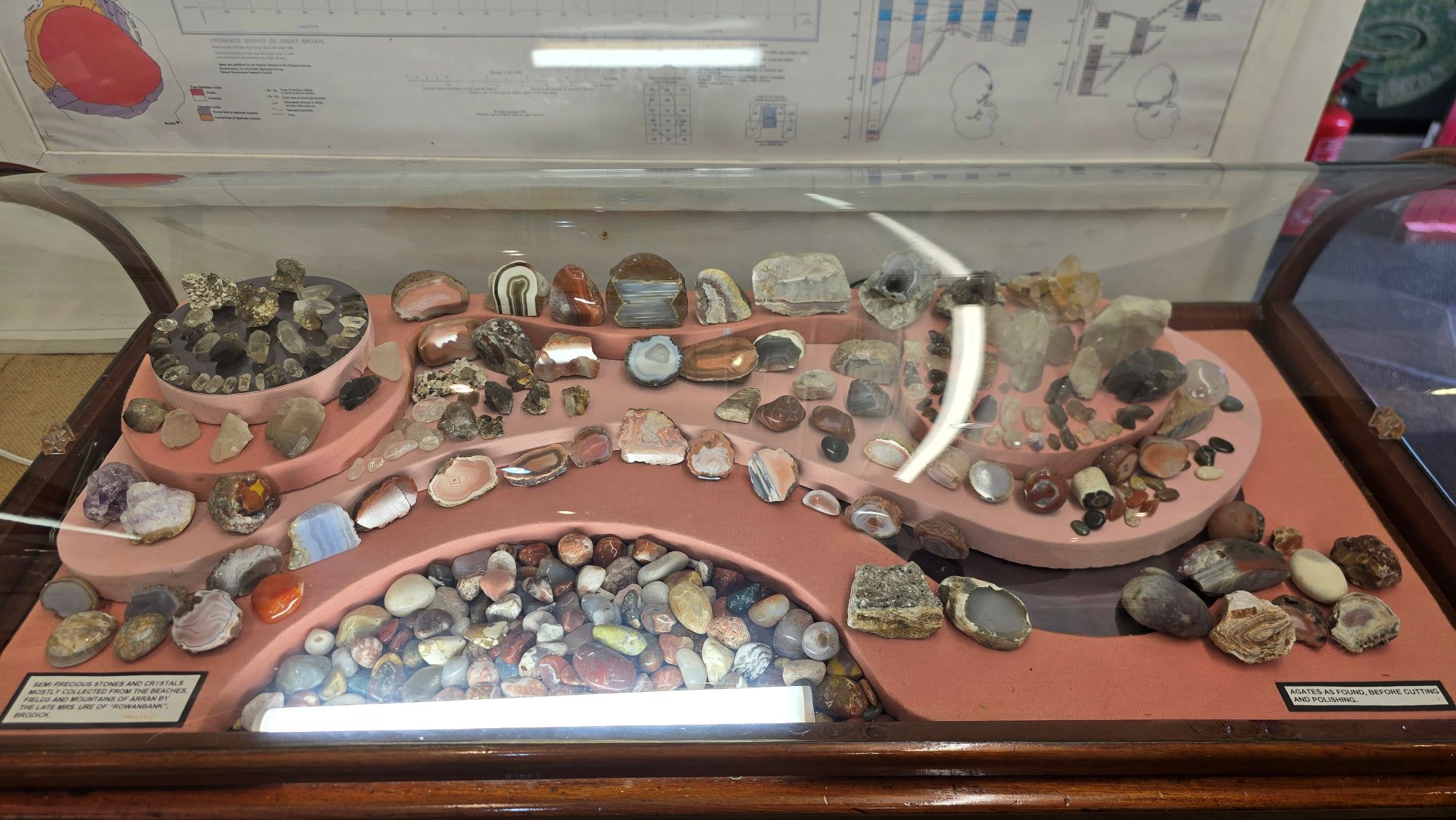 Display of semi precious stones and crystals
