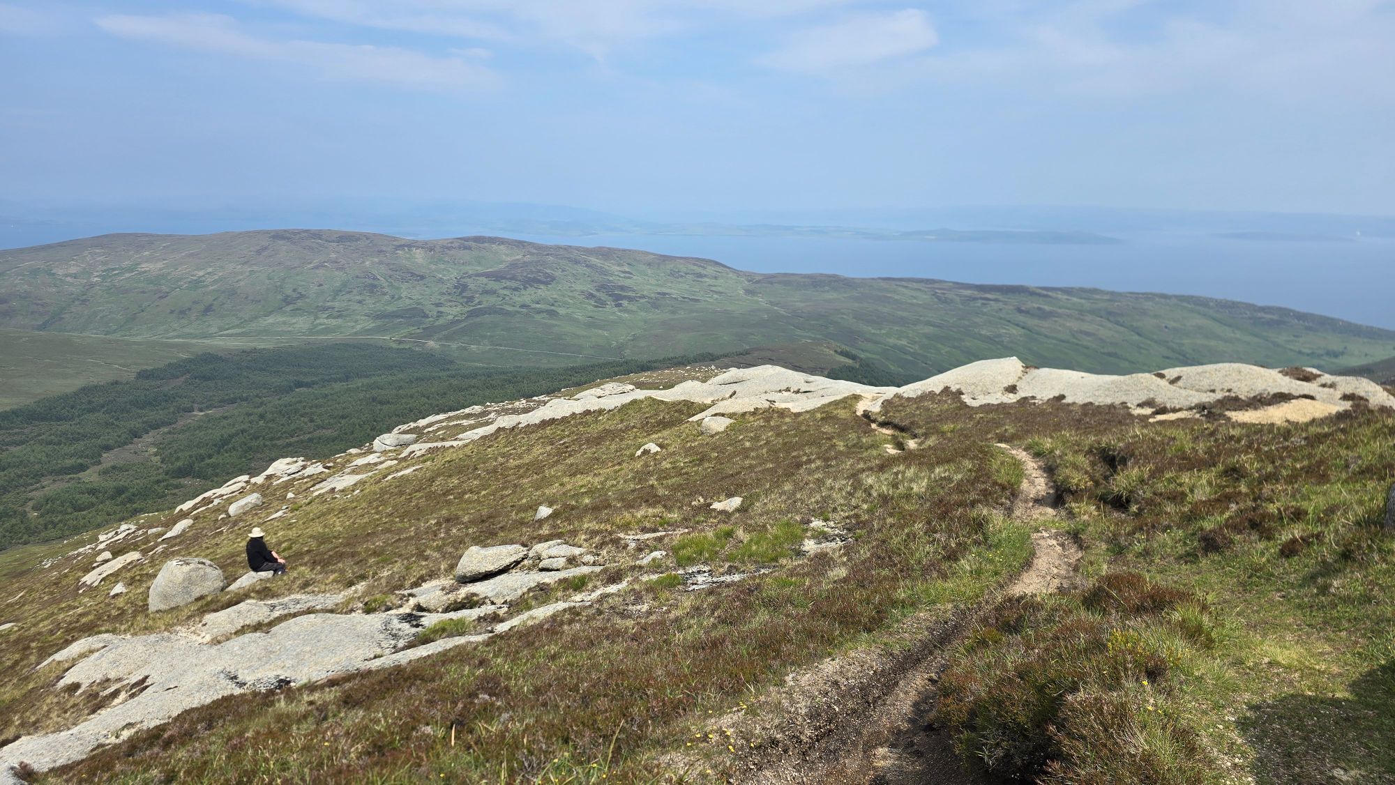 Man sitting on a rock on a hill