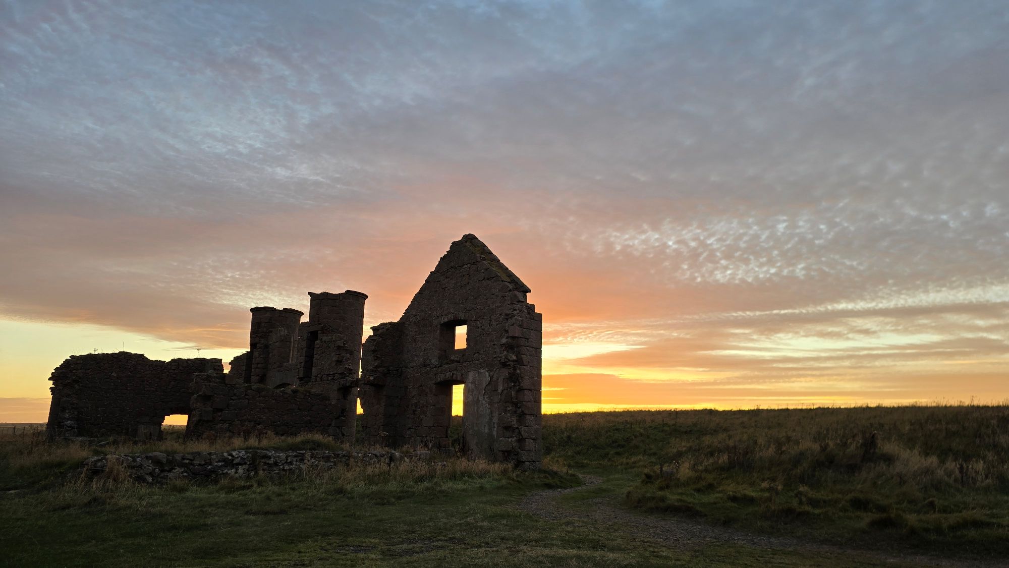 Slains Castle at sunset