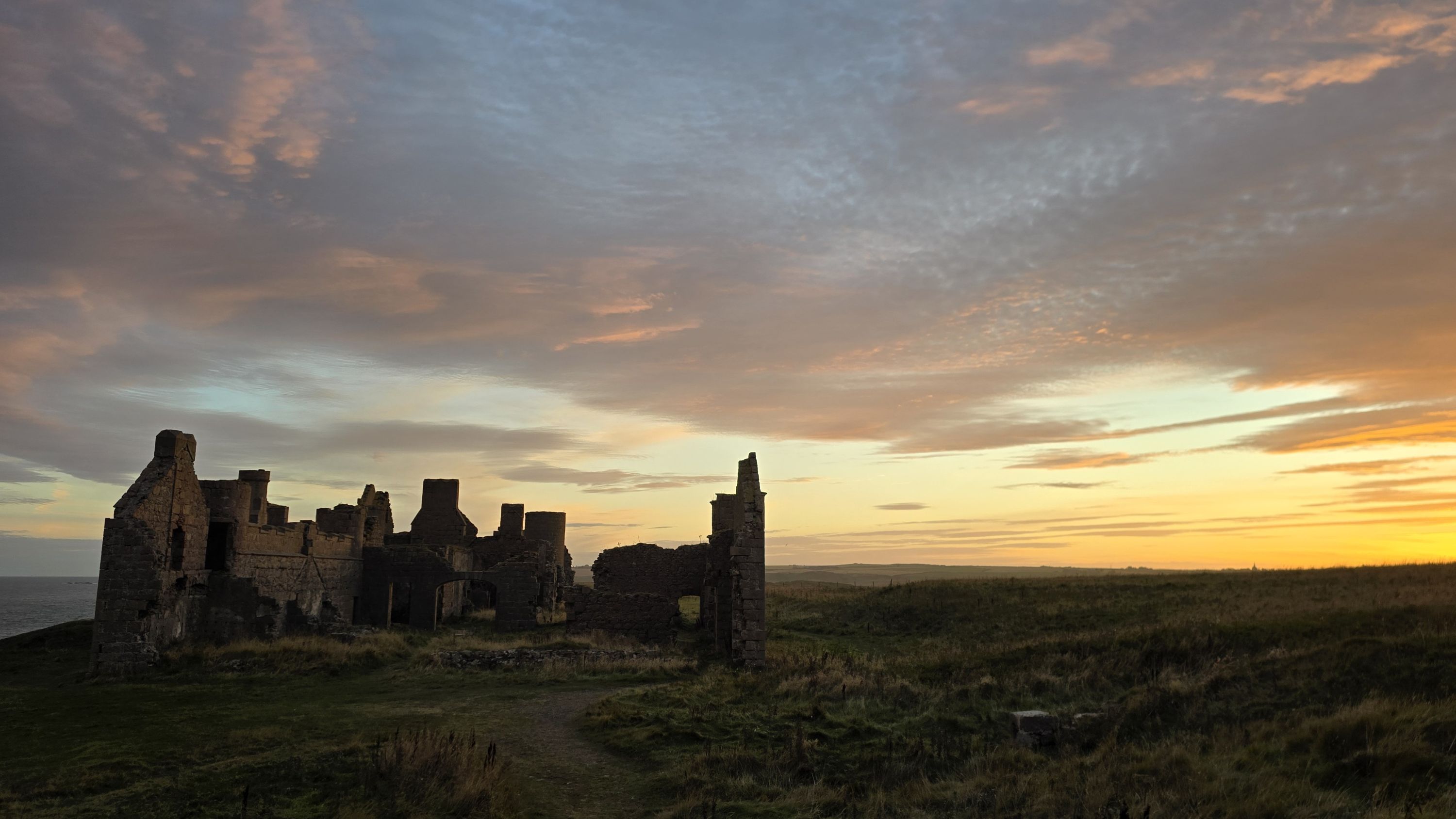 Slains Castle at sunset