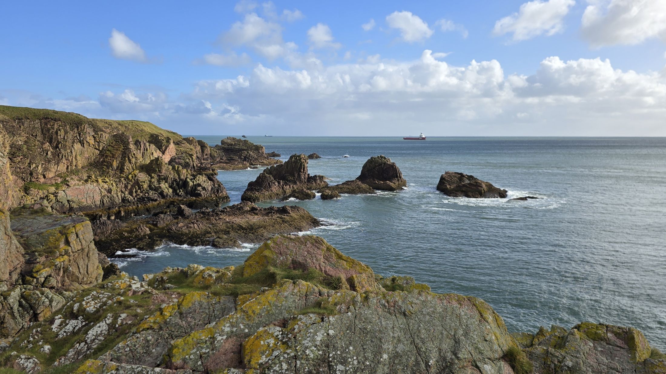 Rugged coastline at Slains Castle