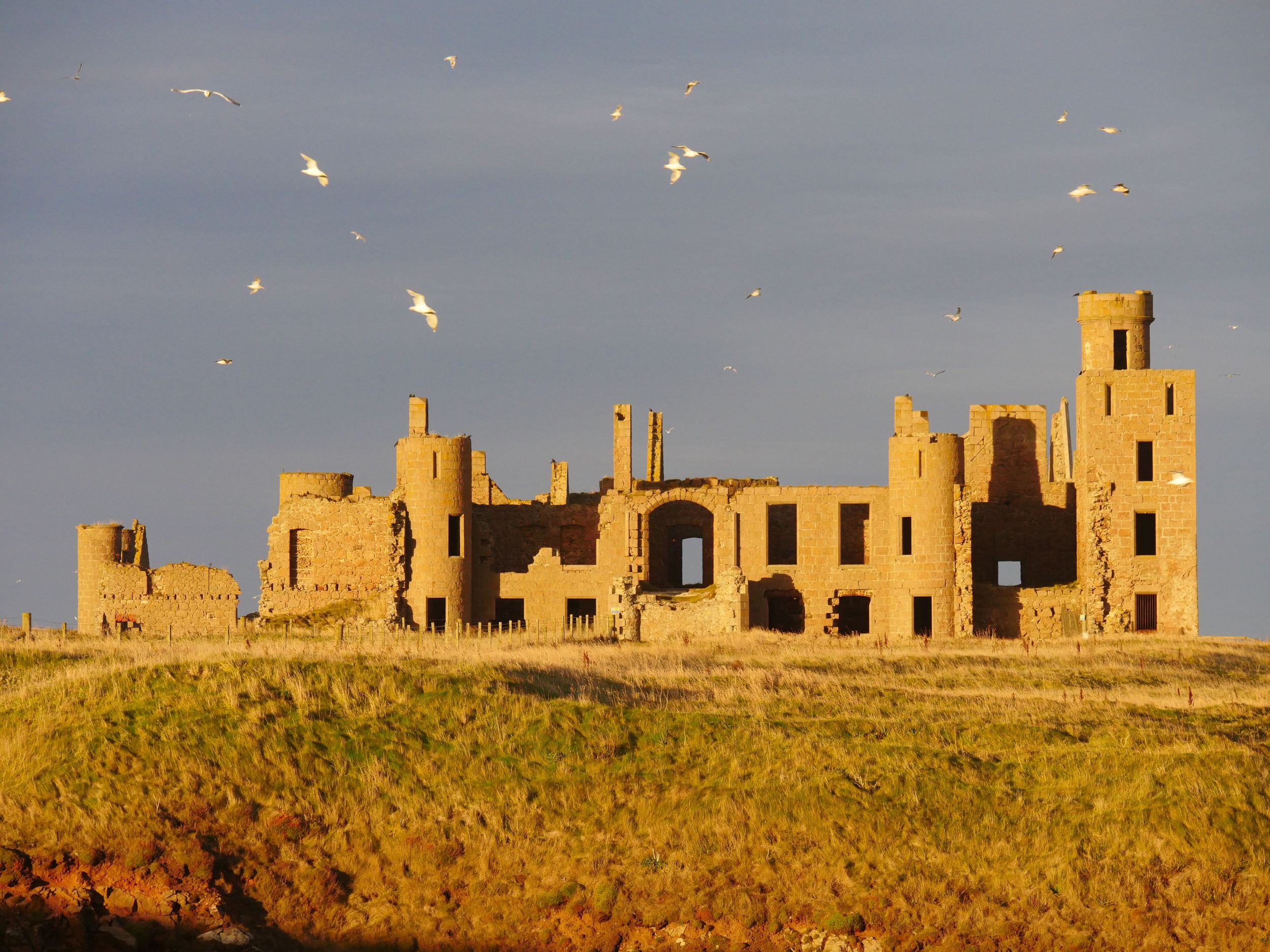Slains Castle at sunset