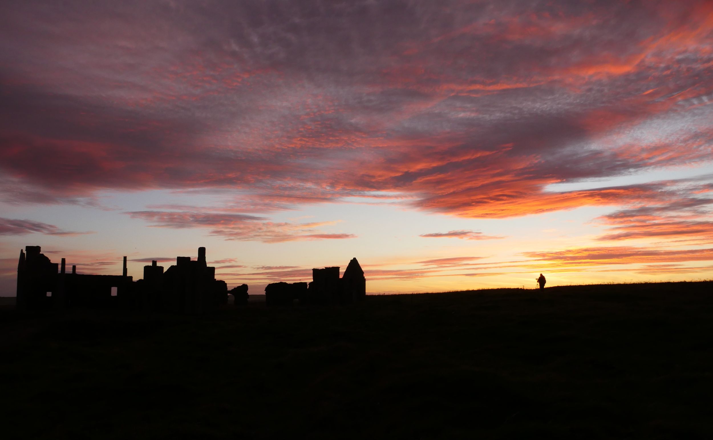 Slains Castle at sunset